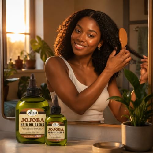 Difeel Jojoba Oil Hair Oil Blend - Travel Size 2.5 oz. - Lightweight Hair & Scalp Moisturizing Oil for Dry, Damaged & Frizzy Hair, Adds Shine & Softness