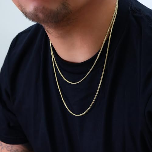 Nuragold 10K Real Yellow Gold 2mm Franco Square Box Wheat Chain Necklace - 20"