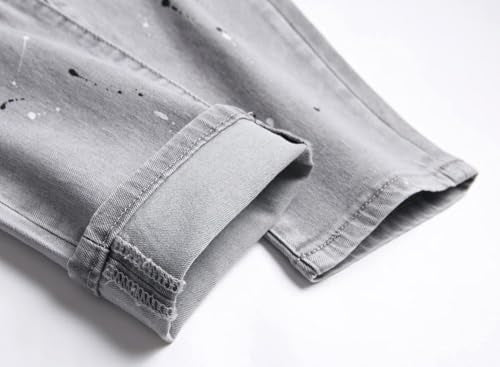 AITITIA Men's Ripped Regular Fit Stretch Jeans (40, 6620 Grey)
