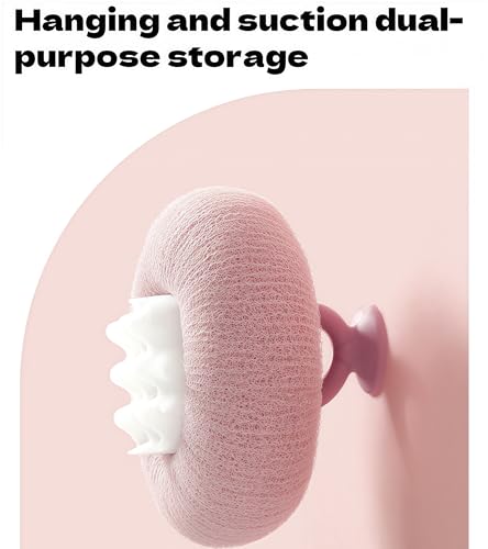Super Soft Sunflower Suction Cup Bath Ball,2-in-1 Sunflower Bath Ball，Bath Loofah with Suction Cup,Exfoliating Bath Sponge for Men and Women (Pink + Light Teal)