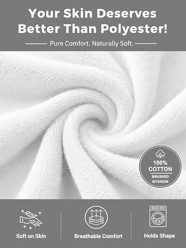 Klizzer Luxury Sweat Shirts, Men - Ultra Soft Men’s Fleece Pullover - 100% Cotton Sweatshirts - Warm Regular Fit - Plain Crewneck Top for Adults (White, L)