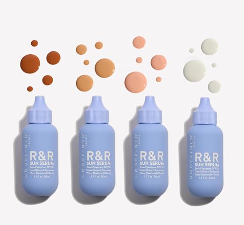 Undefined R&R Sun Serum SPF 50 PA++++ Tinted Mineral Sunscreen with Niacinamide, Water Resistant Broad Spectrum Protection & Blue Light Defense (Light Tint)