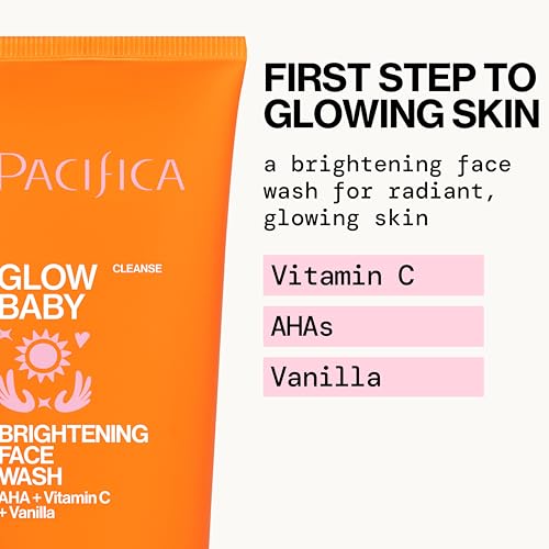 Pacifica Beauty Glow Baby VitaGlow Face Lotion and Brightening Face Wash Set, Skincare, Vitamin C and E, AHA, Exfoliator, Cleanser, Hydrating, Moisturizer, Vegan, 1.7 fl oz and 5 fl oz (Set of 2)