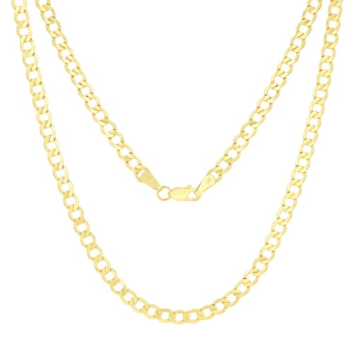 Nuragold 14k Real Yellow Gold Cuban Curb Link 3.5mm Chain Necklace, 16"-30" - 18"