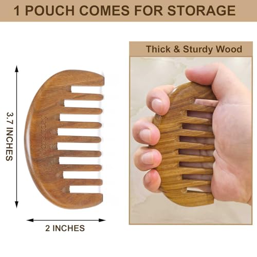 Moreinday Wooden Comb, Wide Tooth Comb for Scalp Massage & Distribute Oils