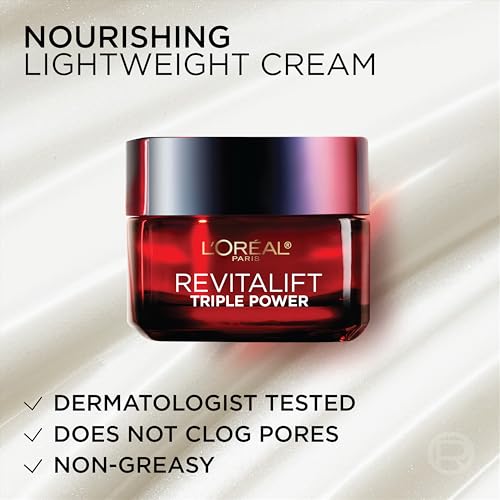 L'Oreal Paris Revitalift Triple Power Anti-Aging Face Moisturizer, Pro Retinol, Hyaluronic Acid & Vitamin C to Reduce Wrinkles, Firm & Brighten Skin, 1.7 Oz