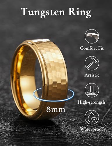 King Will Men Tungsten Rings 14K Gold 8mm Size 10