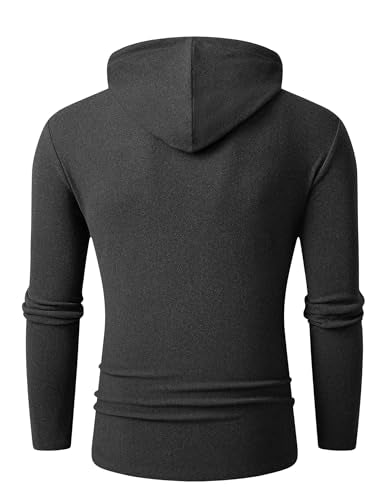 JMIERR Hoodies for Men Fashion Hooded Sweatshirt Long Sleeve Muscle Longline T Shirt Lightweight Fleece Pullover Sweater Shirts, US38(S), Grey