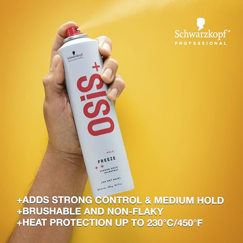 OSiS+ Freeze Medium Hold Hairspray 9oz | All Day Hold and Shine | Heat and Humidity Protection