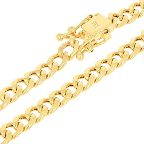 Nuragold 10k Real Yellow Gold Miami Cuban Link 5mm Chain Italian Necklace - 20"