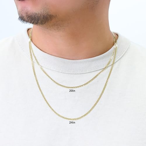 Nuragold 14K Real Yellow Gold Mariner Chain Solid Link Anchor Necklace - 2.5mm,16"