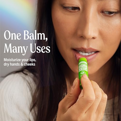 Dr. Bronner's - Organic Lip Balm Variety Peppermint, Orange Ginger, Naked, Lemon Lime) - Made with Organic Beeswax and Avocado Oil, For Dry Lips, Hands, Chin or Cheeks, 0.15 Ounce (Pack of 4)