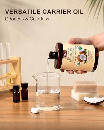 Yoken Fractionated Coconut Oil 16oz, USDA Organic Carrier Oil for Skin