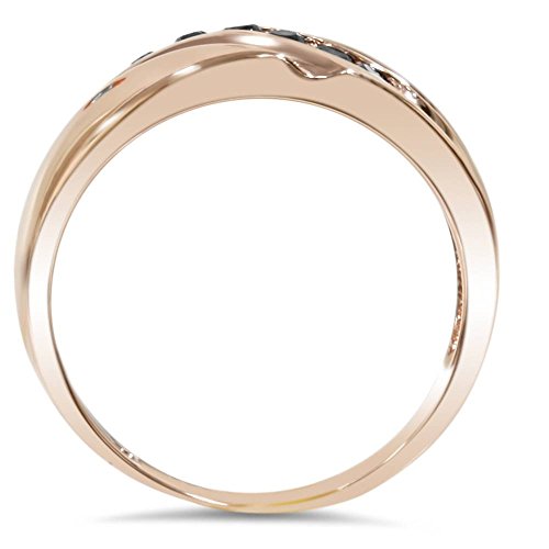 Pompeii 1/4ct Black Diamond Mens 14K Rose Gold Wedding Ring - Size 6