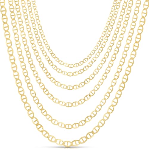 Floreo 14k Yellow Gold 1.2mm Solid Mariner Chain Necklace 16 Inch