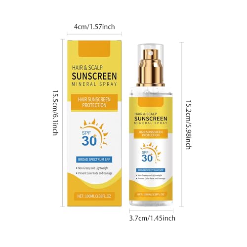 Hair & Scalp Sunscreen Spray SPF 30 | Color-Safe UV Blocker for Dyed/Highlighted Hair | Weightless Non-Greasy Protection | Beach & Pool Essentials | Coconut Enriched Scalp Shield (1)