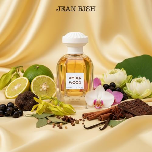 Jean Rish Amber Wood Perfume for Women Eau De Parfum, Long-Lasting Luxury Fragrance, Made In USA - Ylang-Ylang, Lotus, Vanilla Scent - 100ml / 3.4 oz