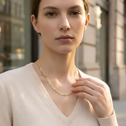 Floreo Italian 14k Gold Over 925 Silver 5.2mm Figaro Chain Necklace, 18 Inch
