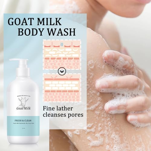 DuoZeng Goat Milk Body Wash,Gentle Silk Soft Foaming Milk Bath,Moisturizing Body Cleanser for All Skin A