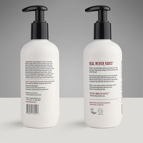 Hustle Butter Tattoo Aftercare - Daily Moisturizing Lotion - Naturally Derived Vegan Cruelty Free - Everyday All Over Use for Tattoos - 9 fl oz