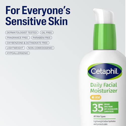 Cetaphil Face Moisturizer, Daily Oil Free Facial Moisturizer with SPF 35, For Dry or Oily Combination Sensitive Skin, Fragrance Free Face Lotion (Packaging May Vary)