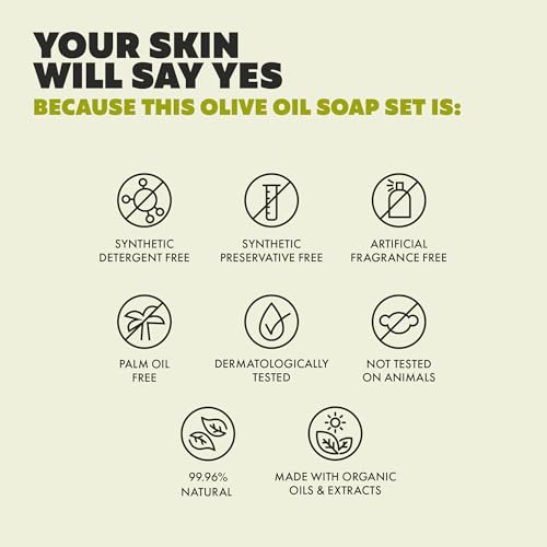 Skin Said Yes Olive Oil Bar Soap 8 Pack | Made in Greece | Pure Oilve Oil Hand Soap | Moisturizing, Nuorishing and Gentle on Skin, Rich in Antioxidants