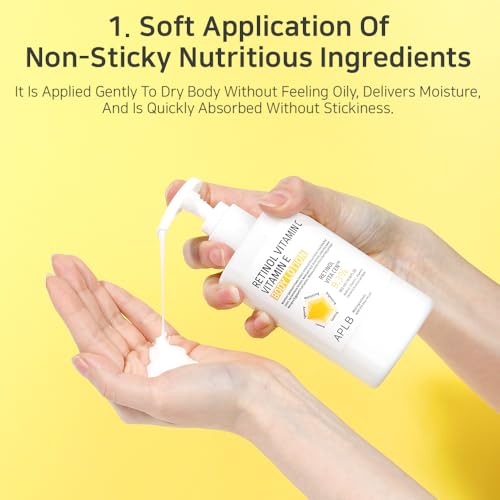 APLB Retinol Vitamin C Vitamin E Body Lotion | RETINOL VITA CEN™ 9.3% 10.14 FL.OZ/Korean Skincare, Long lasting hydration, Wrinkle Care, Revitalize for gentle and improve skin texture