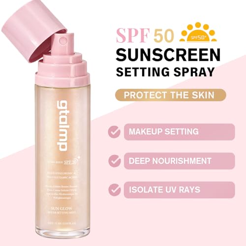 Glitter Sunscreen Spray SPF 50, Sheer Face & Body Setting Mist, 2.54 fl oz