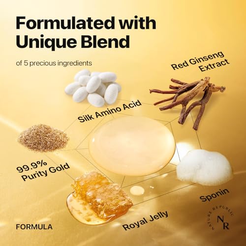 Nature Republic Ginseng Gold Silk Facial Toner | Hydrating Glow Toner, Niacinamide & Silk Amino Acid, Royal Jelly Extract, Korean Skin Care for All Skin Types 130 ml / 4.39 Fl. oz.