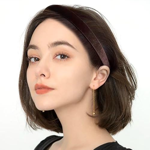 NARUNING 6Pcs Velvet Headbands Women's Hair Head Bands Padded Headbands 1.7cm Solid Color Hairband Fashion Headwear, Girls Women Hair Accessories (6-PACK A, One Size)