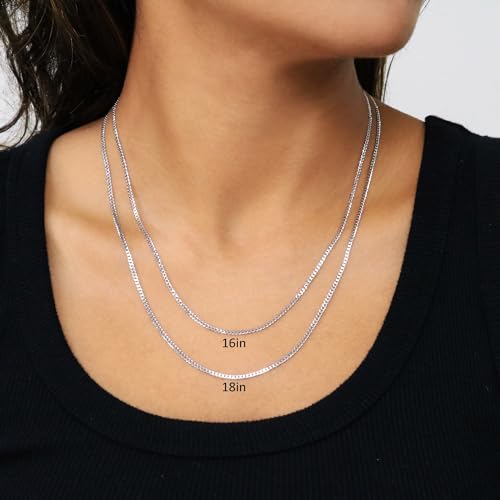 Nuragold 14K Real White Gold Cuban Curb Solid Italian Link Chain Necklace - 18",2mm