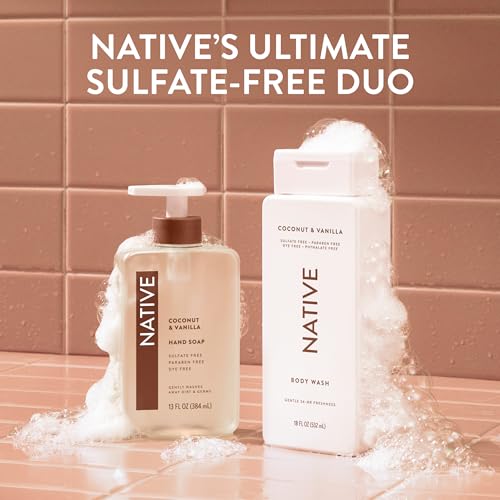 Native Body Wash for Women & Men, Coconut & Vanilla, 36 oz Pump Bottle, Sulfate-Free & Gentle
