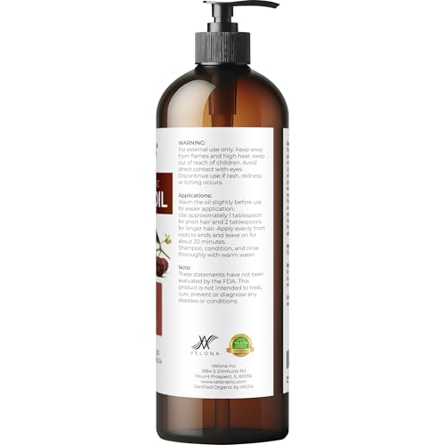 velona USDA Organic Jojoba Oil - 16 fl oz, Cold Pressed, with Pump