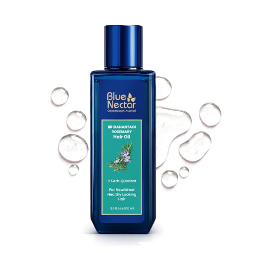 Blue Nectar Rosemary and Bhringraj Ayurvedic Scalp Oil for Hair Growth with Amla, 3.38 Fl Oz