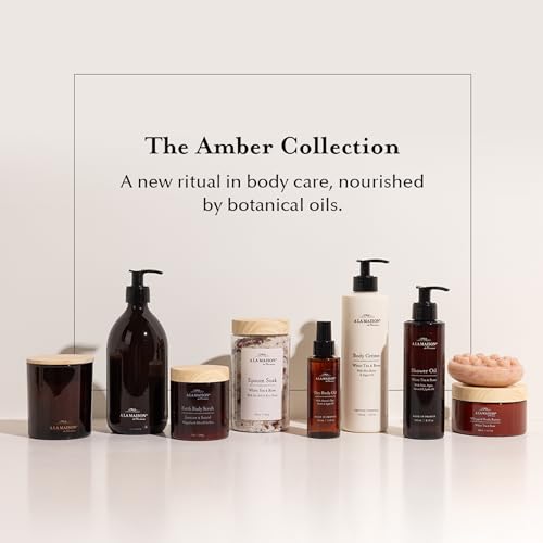 A LA MAISON Dry Body Oil Spray – Lightweight After-Shower Body Oil with Argan, Sweet Almond & Buriti Oils – Moisturizing & Fast-Absorbing, Made in France 3.3 oz – Amber Collection