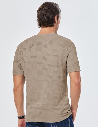 JMIERR Mens Casual Knit Classic Short Sleeve Tees Crewneck Basic T Shirts for Men, US43(L), Beige