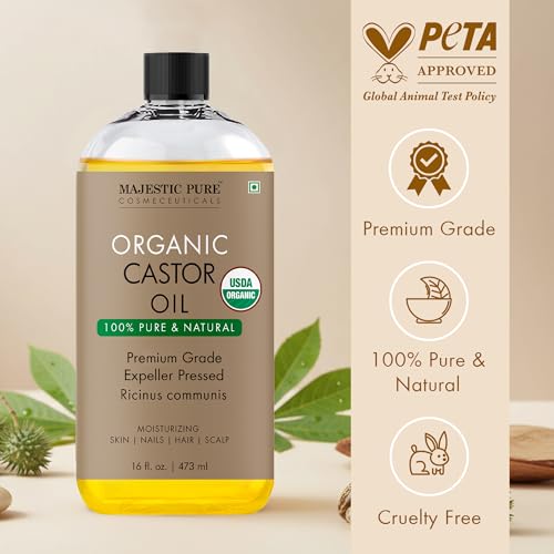 Majestic Pure USDA Organic Castor Oil - 16 Fl Oz