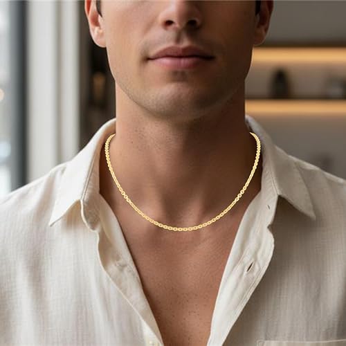 Floreo 14k Yellow Gold 3.1mm Diamond Cut Cable Chain Necklace, 18 Inch