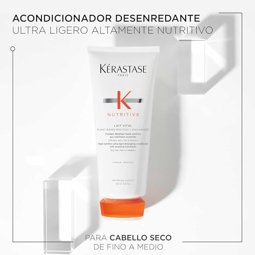 KÉRASTASE Nutritive Lait Vital Hydrating Conditioner, Adds Moisture, Shine and Nourishment, Smoothing and Softening with Plant-Based Proteins & Niacinamide for Fine to Medium Dry Hair