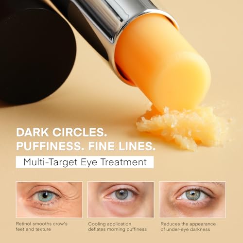 VELAMO ADVANCED Retinol Eye Stick: Retinol Eye Cream for Dark Circles and Puffiness with 1% Bakuchiol and Caffeine - Visibly Reduces Fine Lines Wrinkles Under Eye Bags with Upgraded Formula 0.1 OZ/3g