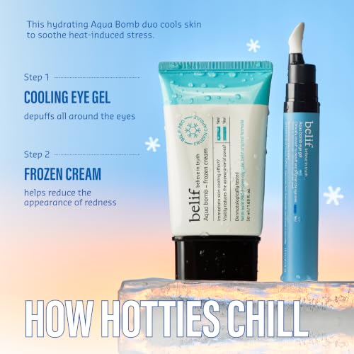 belif Aqua Bomb Cooling Eye Gel - Caffeine & Hyaluronic Acid for Puffiness & Hydration, Niacinamide & Vitamin C for Dark Circles, Adenosine & Collagen for Plumping, Korean Skin Care, 0.5 fl oz (15ml)