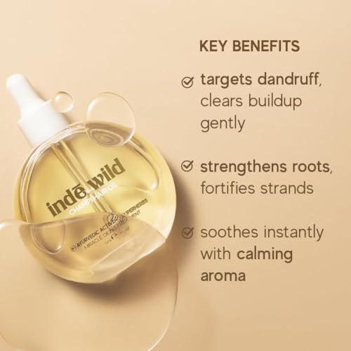 Indē wild Champi Hair Oil, Miracle Oiling Treatment, 16+ Ayurvedic Actives, Targets Dandruff, Strengthens Roots, 1.7 fl oz