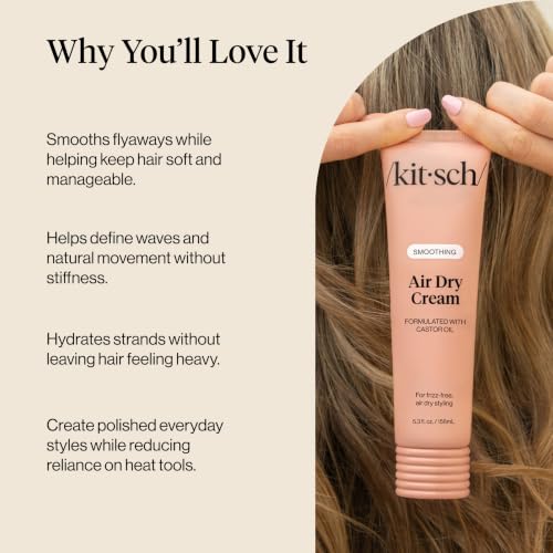 Kitsch Smoothing Air Dry Cream – With Castor Oil & Coconut Oil - 5.3 oz