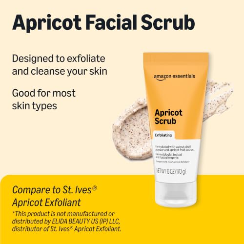 Amazon Essentials Exfoliating Apricot Face Scrub, Facial Cleanser, 6 Fluid Ounce