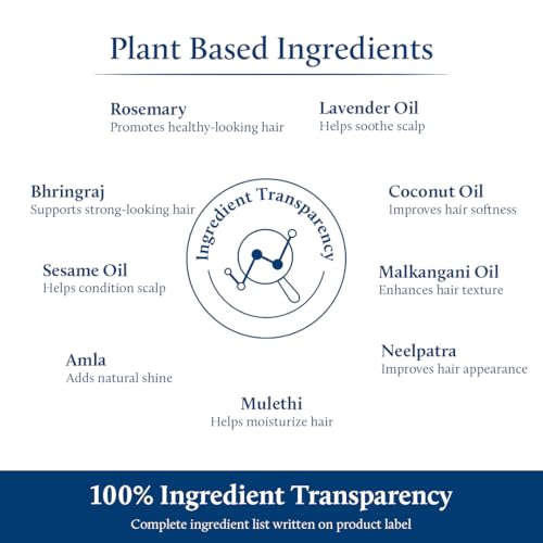 Blue Nectar Rosemary and Bhringraj Ayurvedic Scalp Oil for Hair Growth with Amla, 3.38 Fl Oz
