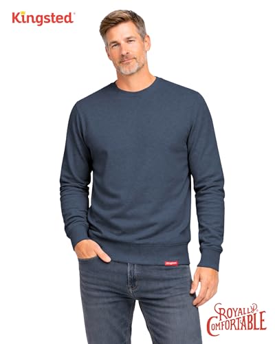 Kingsted Navy Blue Sweatshirt for Men – Super Soft Lightweight Sweater – Premium Terry Fabric – Classic Everyday Comfort Fit (Navy Blue, Large)