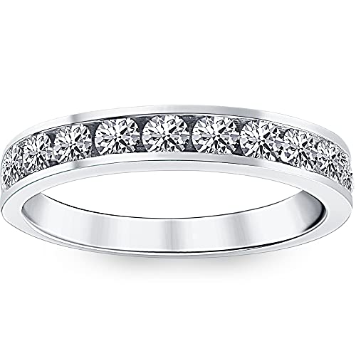 Pompeii 1ct Diamond Wedding Ring 14K White Gold - Size 8.5