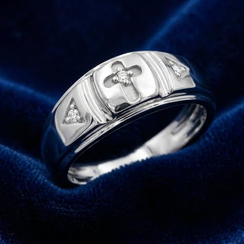 P3 POMPEII3 Pompeii Mens Diamond Cross Wedding Ring 10k White Gold - Size 9
