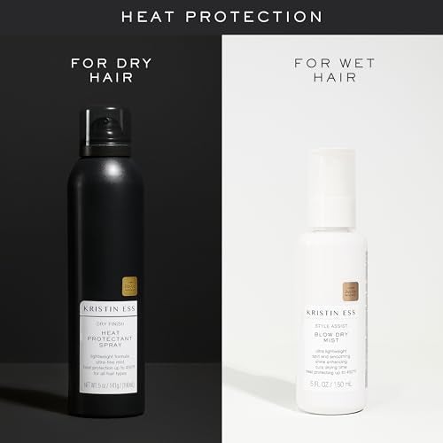 Kristin Ess Dry Heat Protectant Spray - Blow Dry Frizz Control + Shine Enhancing - Anti Humidity Thermal Heat Protectant Spray - Repair + Protect Hair Up to 450 Degrees - Fresh Pear Fragrance (5 oz)