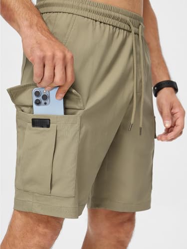 JMIERR Mens Classic Khaki Cargo Shorts Classic Loose Fit Big & Tall Summer Work Short with 5 Pockets, 3XL
